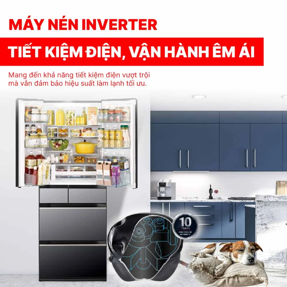 Tủ lạnh Hitachi Inverter 520 lít R-HW540RV XK