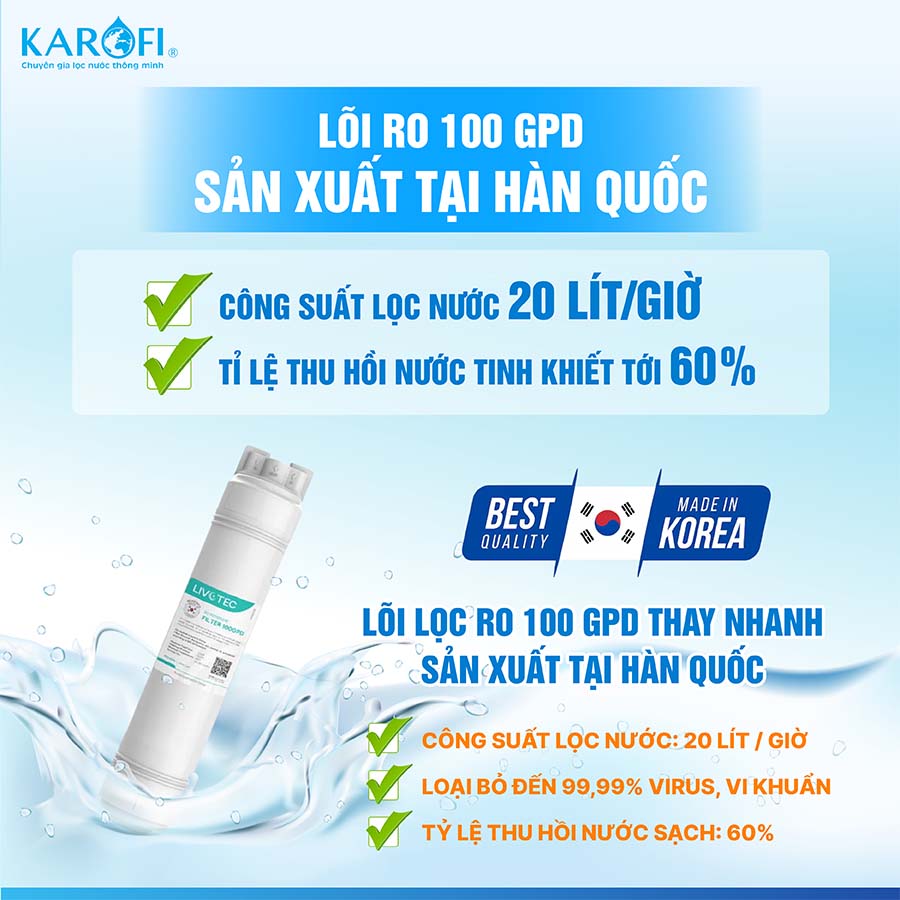 Máy lọc nước nóng lạnh Karofi Livotec 628