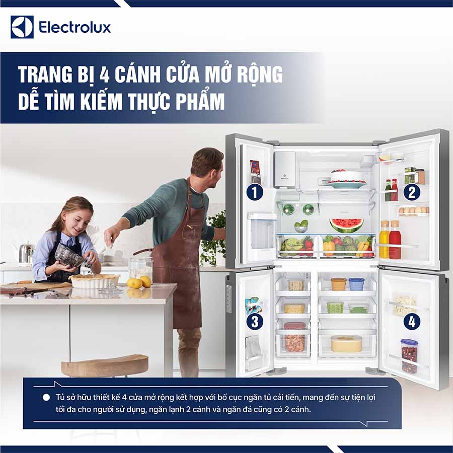 Tủ lạnh Electrolux Inverter 609 Lít EQE6879A-B