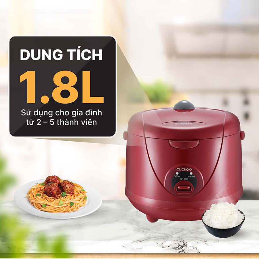 Nồi cơm điện Cuckoo CR-1021 dung tích 1.8 lít (Màu đỏ)
