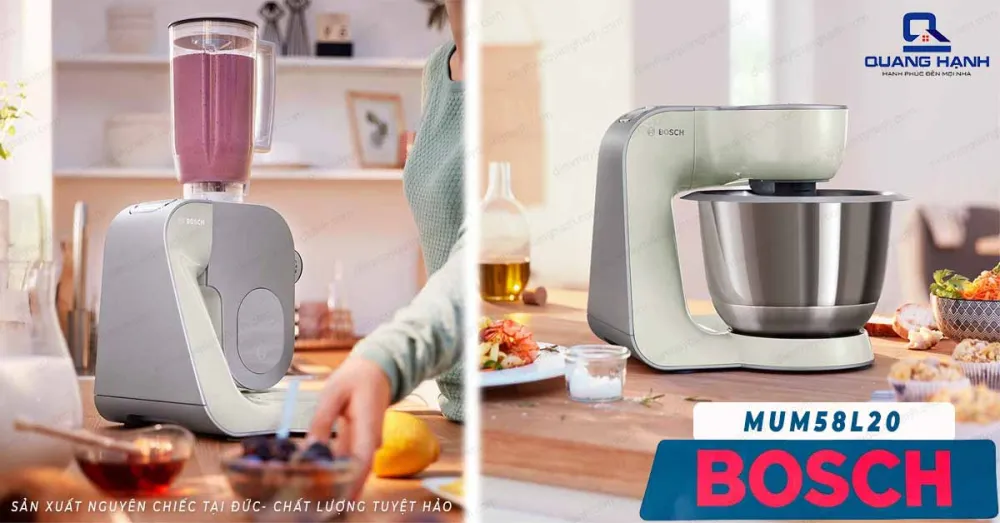 Máy trộn bột đa năng Bosch MUM58L20 được sản xuất nguyên chiếc tại Đức- chất lượng tuyệt hảo.