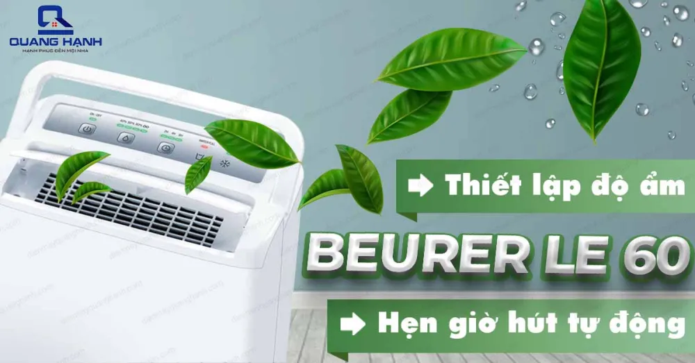 Máy hút ẩm Beurer LE30 thiết lập độ ẩm tự động cũng như hẹn giờ hút tự động đảm bảo diệt sạch khuẩn và khói bụi trong không khí.