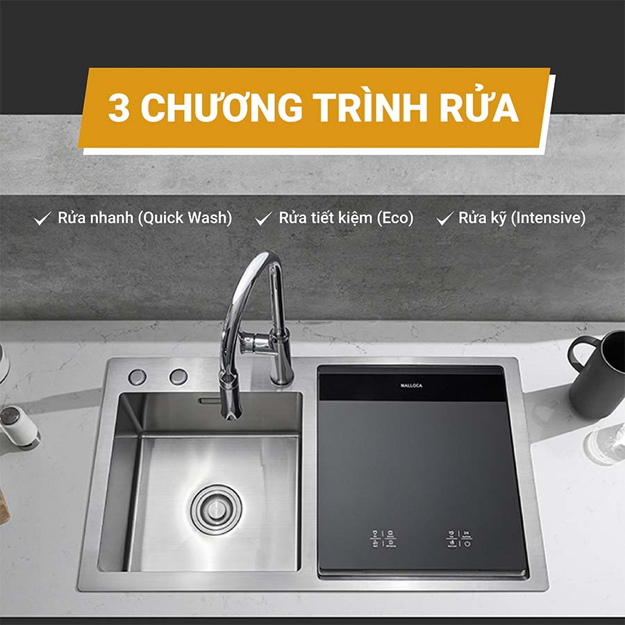 Máy rửa bát tích hợp Malloca WQP6-890F4