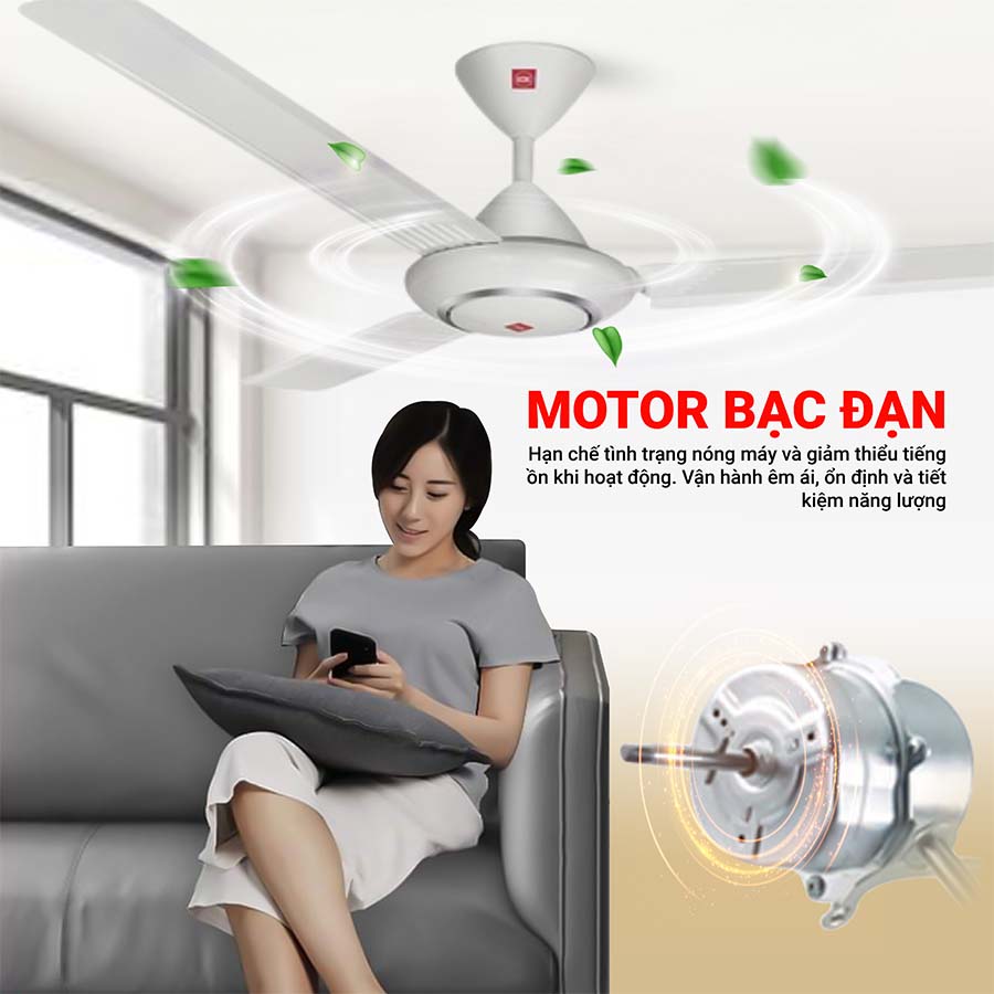 Quạt trần KDK M60XG 5 tốc độ gió