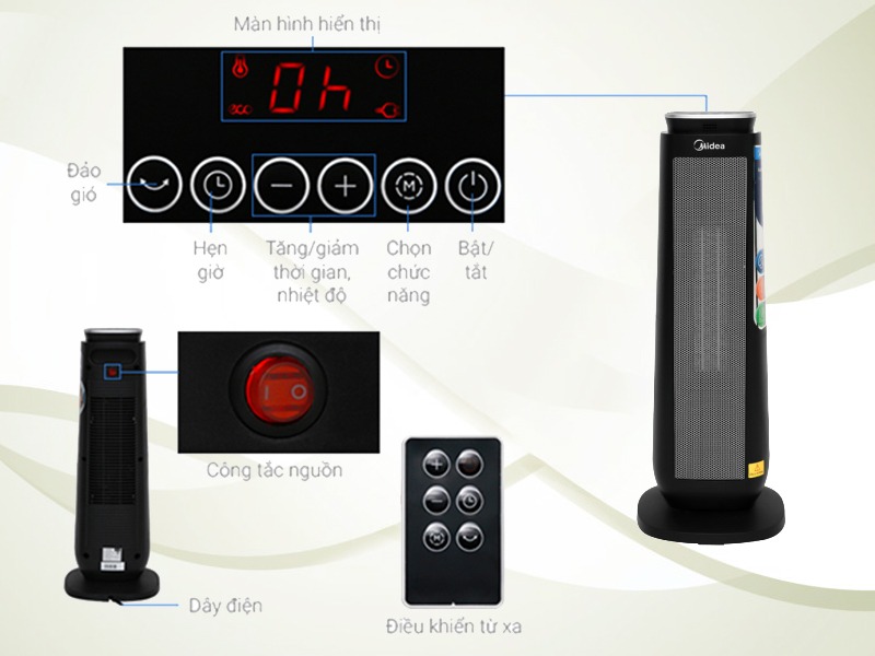 Bảng điều khiển của máy sưởi gốm HM-P20-AR