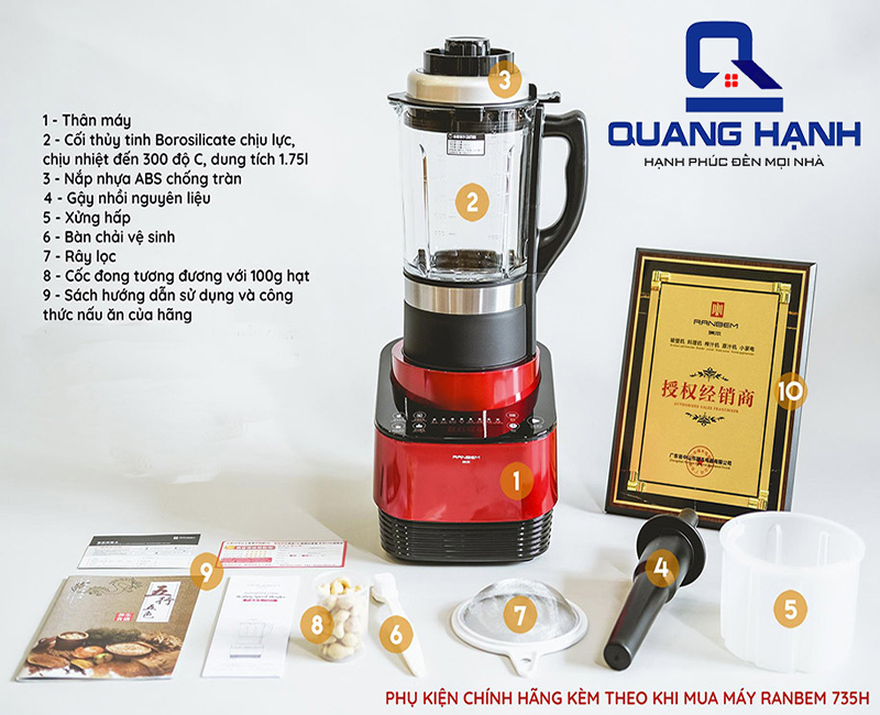 Tổng quan về máy làm sữa hạt đa năng Ranbem 735H
