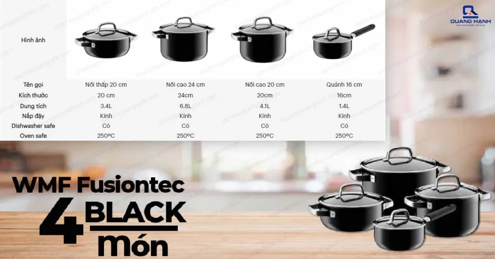 Bộ nồi 4 món WMF Fusiontec Black 0514855290
