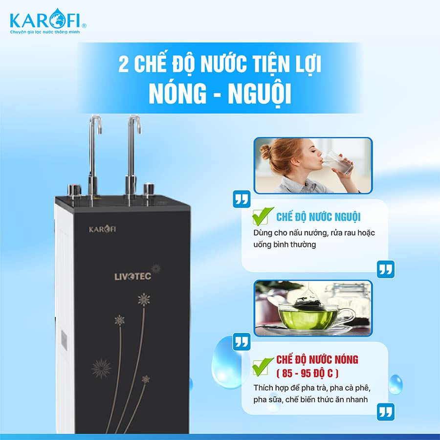Máy lọc nước nóng nguội Karofi Livotec 615