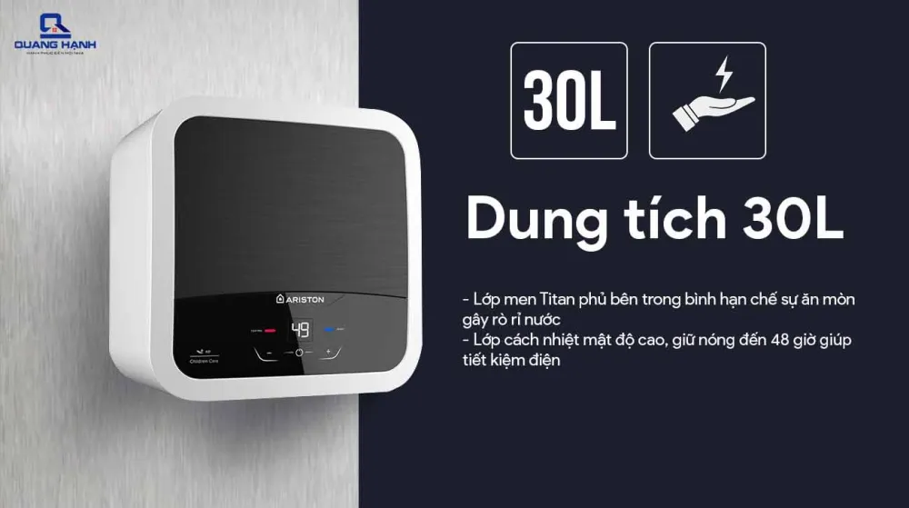 Máy nước nóng Ariston AN2 30 LUX-D AG+ giữ nóng lâu hơn với lớp cách nhiệt mật độ cao