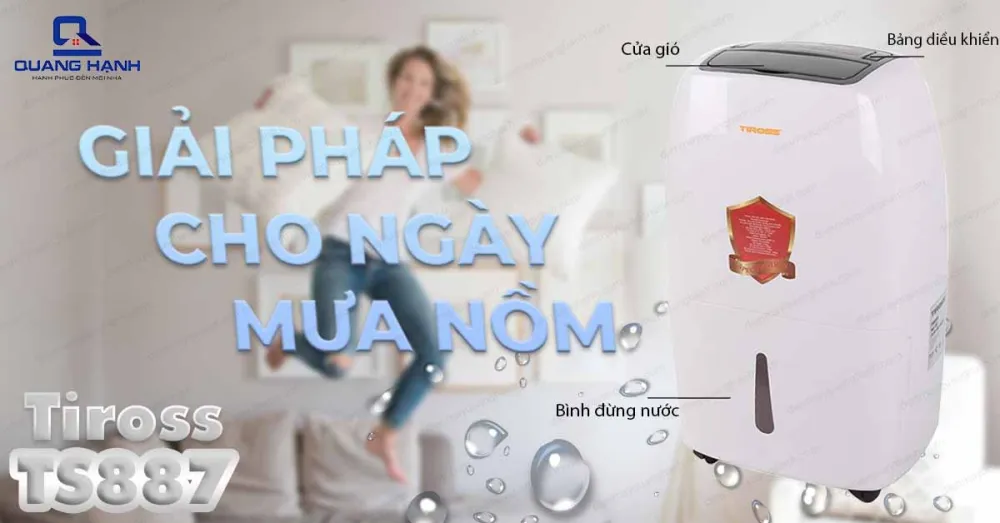 Máy hút ẩm Tiross TS887 là giải pháp tối ưu trong những ngày mưa nồm và ẩm.