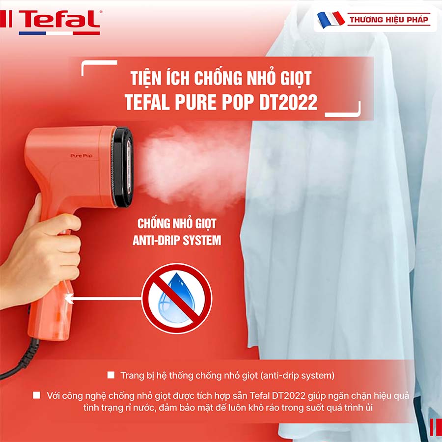 Bàn ủi hơi nước cầm tay Tefal Pure Pop DT2022 - 1300W