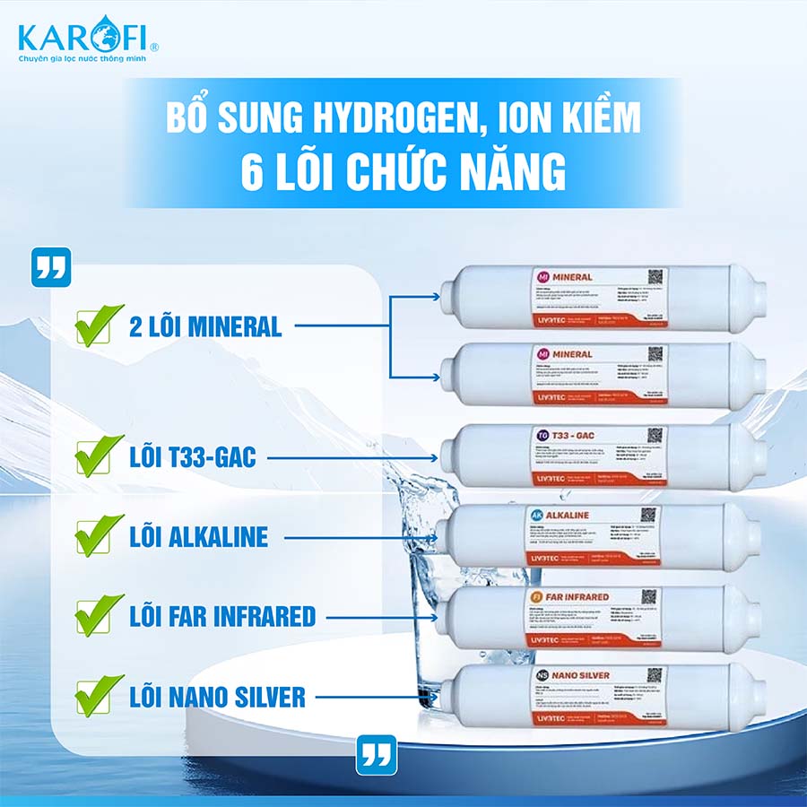 Máy lọc nước nóng nguội Karofi Livotec 615