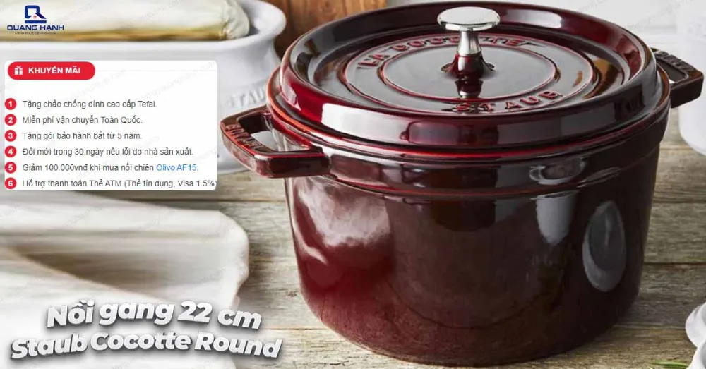 Nồi gang Staub Cocotte Round - 22cm