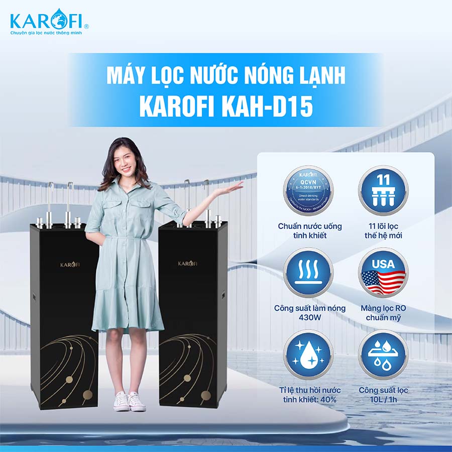 Máy lọc nước nóng nguội Karofi KAH-D15