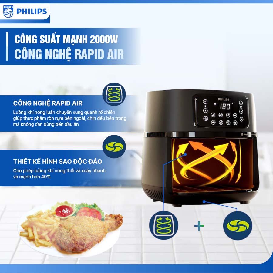 Công suất mạnh mẽ 2000W, công nghệ Rapid Air