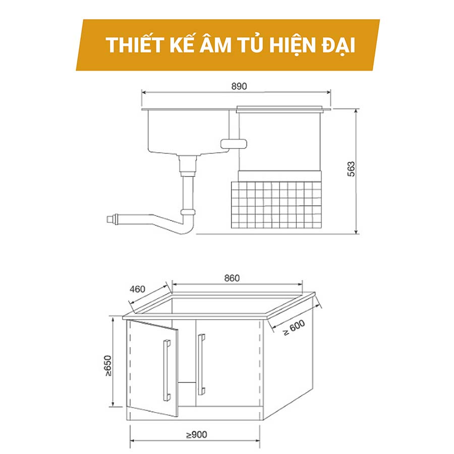 Máy rửa bát tích hợp Malloca WQP6-890F4