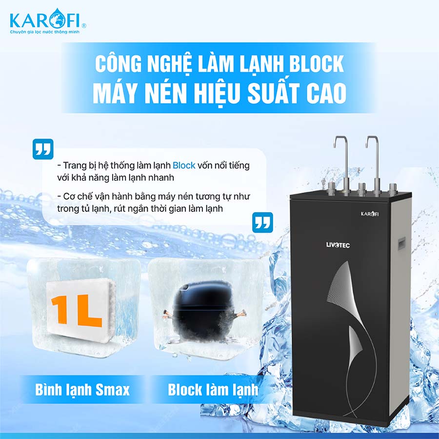 Máy lọc nước nóng lạnh Karofi Livotec 629