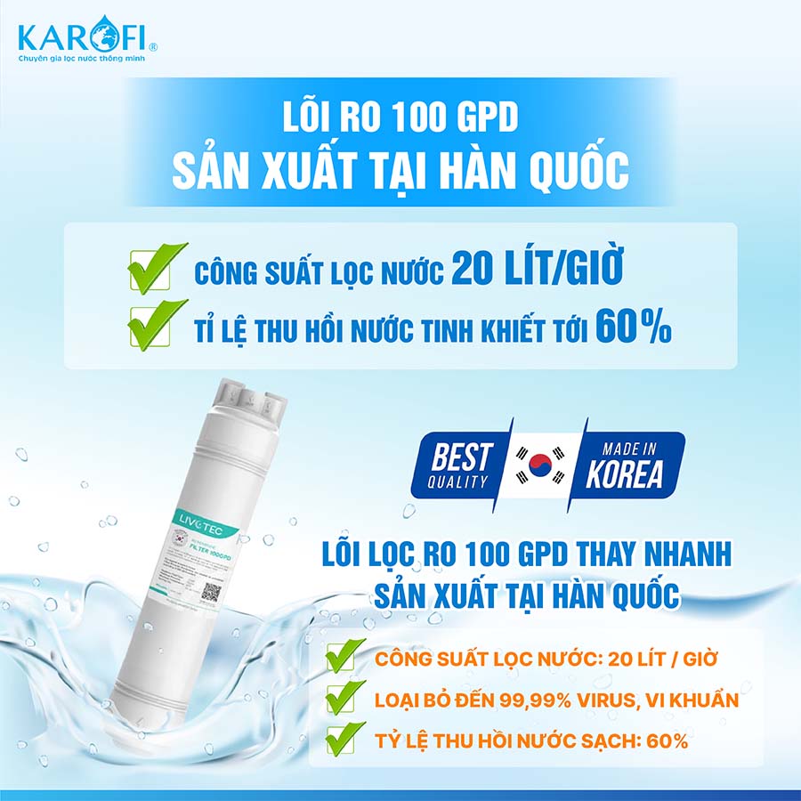 Máy lọc nước nóng lạnh Karofi Livotec 612