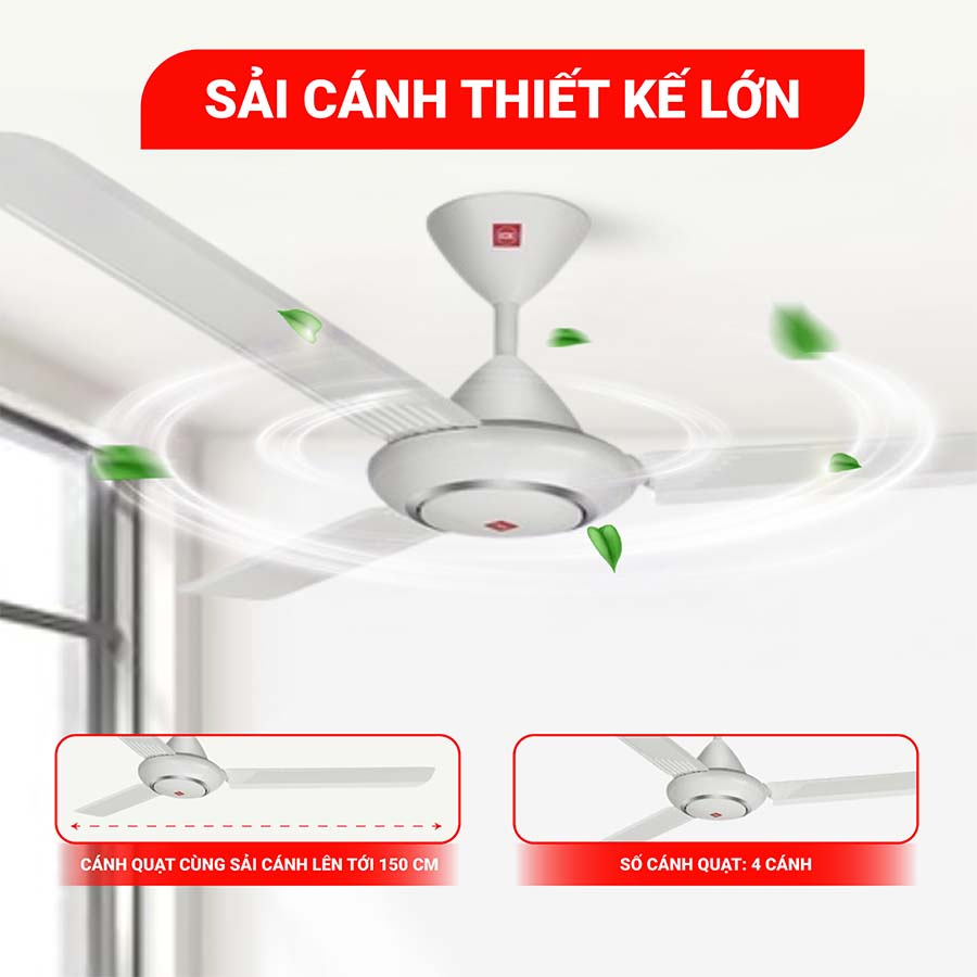 Quạt trần KDK M60XG 5 tốc độ gió