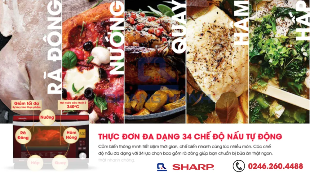 34 chế độ nấu - Lò vi sóng Sharp AX-1600VN(R)