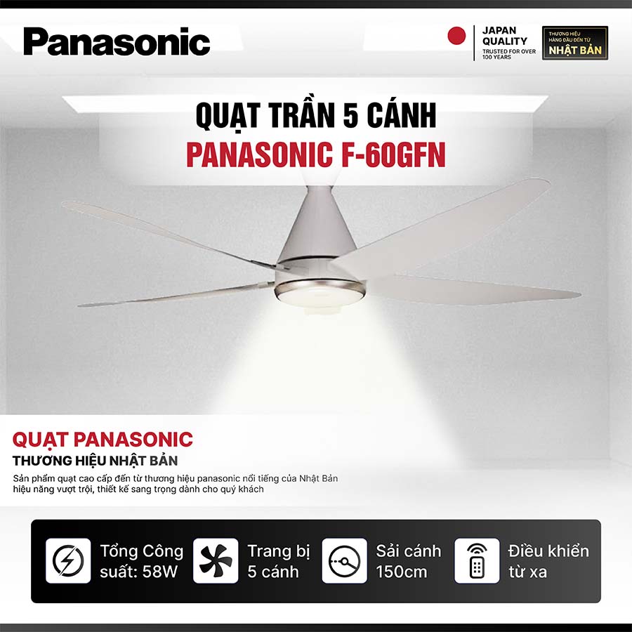 Quạt trần 5 cánh Panasonic F-60GFN