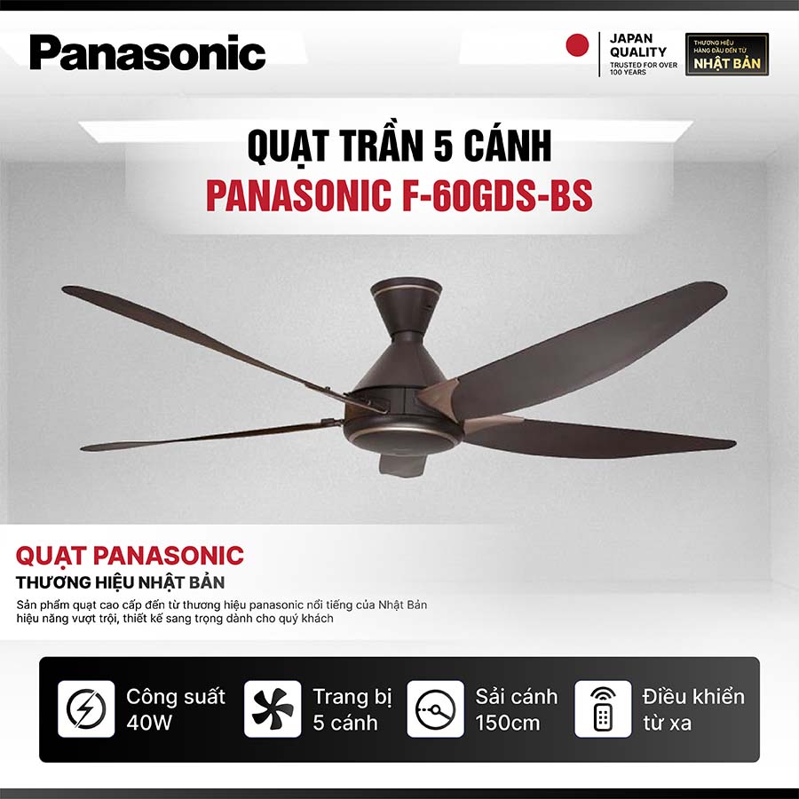 Quạt trần 5 cánh Panasonic F-60GDS-BS