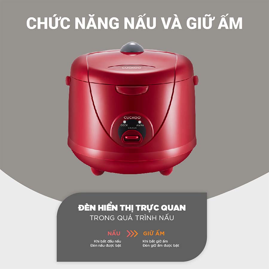 Nồi cơm điện Cuckoo CR-1021 dung tích 1.8 lít (Màu đỏ)
