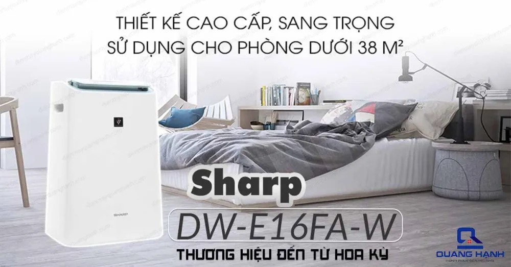 Máy hút ẩm Sharp DW 16FAW thiết kế cao cấp sang trọng, sử dụng cho phòng dưới 38m2.
