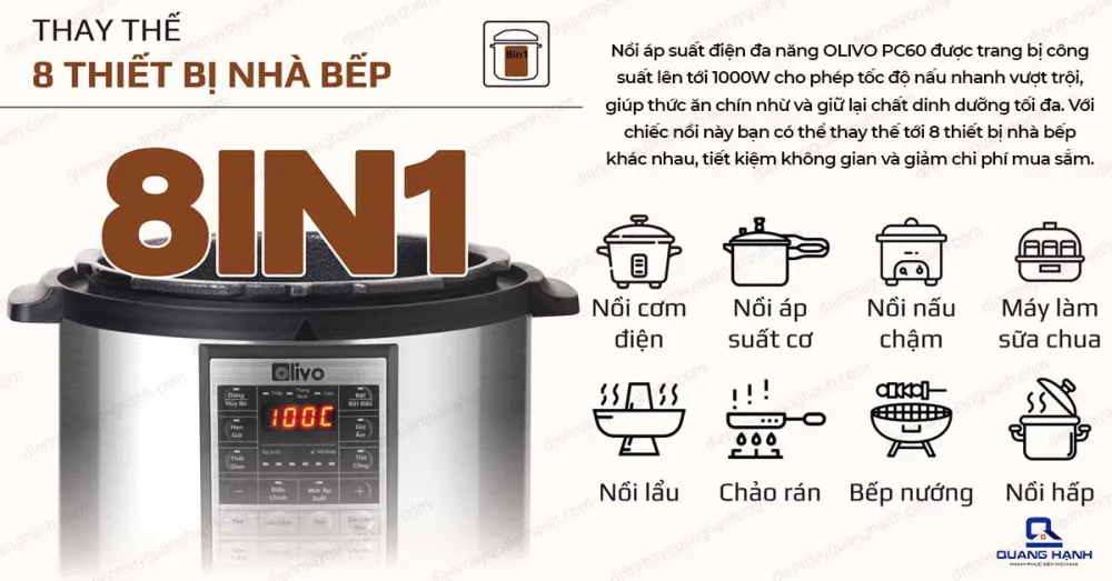 Nồi Áp Suất Điện Đa Năng OLIVO PC60