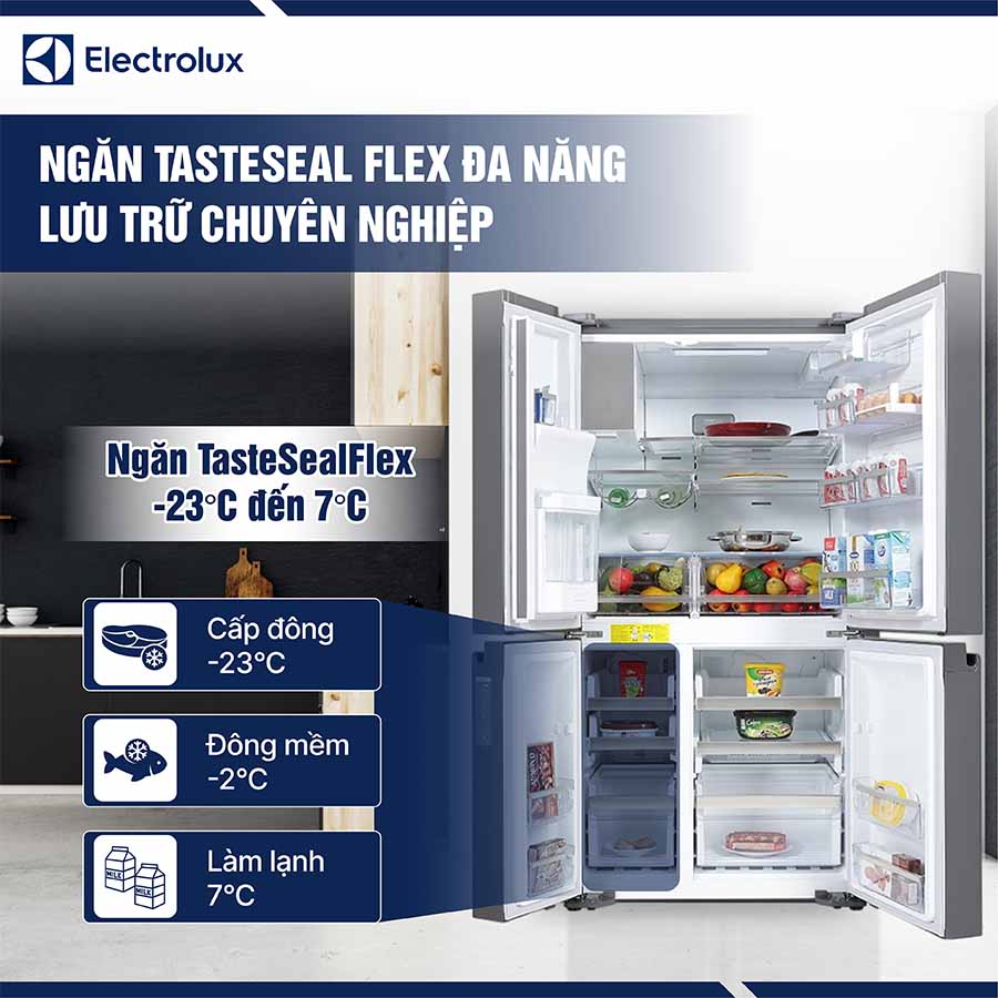 Tủ lạnh Electrolux Inverter 609 Lít EQE6879A-B