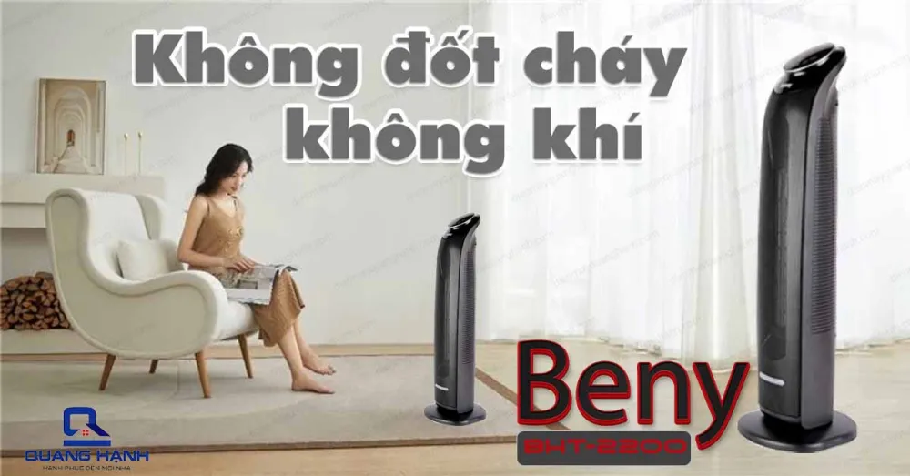 Quạt sưởi gốm Beny BHT-2200 không đốt cháy không khí cùng chế độ hẹn giờ đem tới trải nghiệm rất tuyệt vời khi sử dụng..