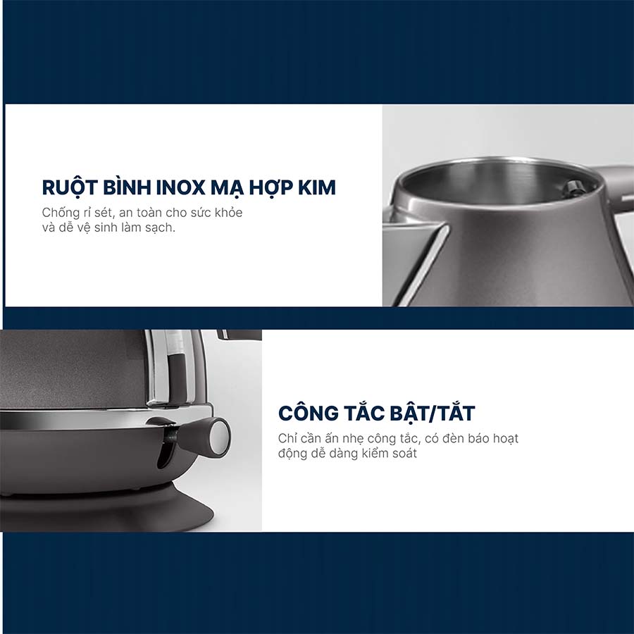 Ấm Siêu Tốc Delonghi KBOT2001.GY