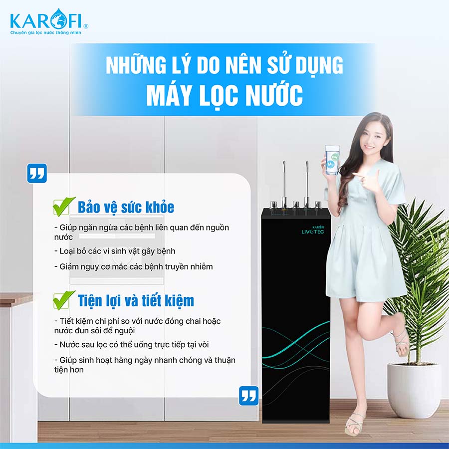 Máy lọc nước nóng lạnh Karofi Livotec 628