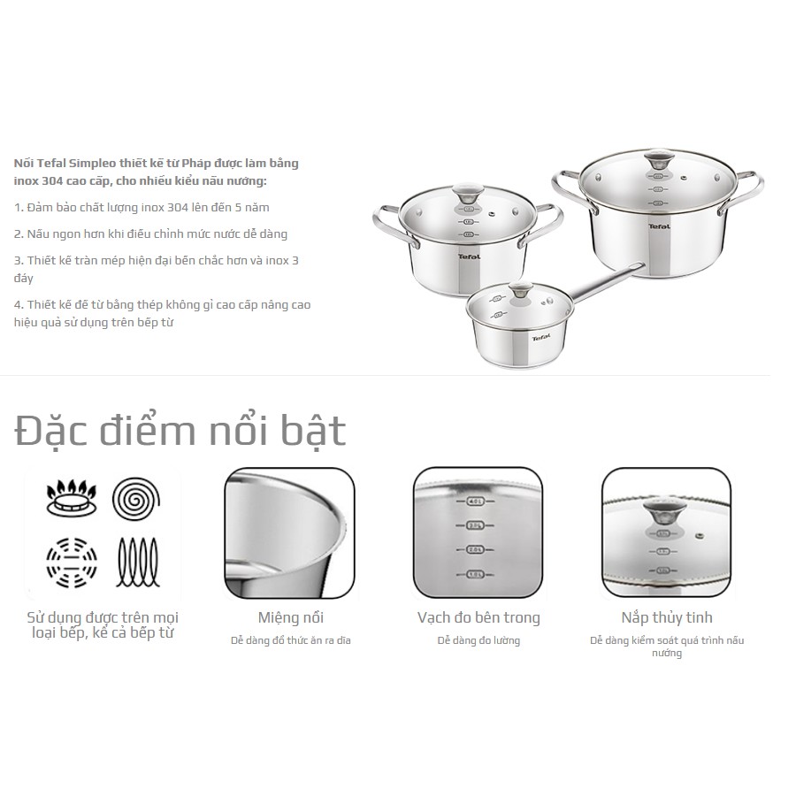Bộ Nồi Tefal Simpleo B907S644
