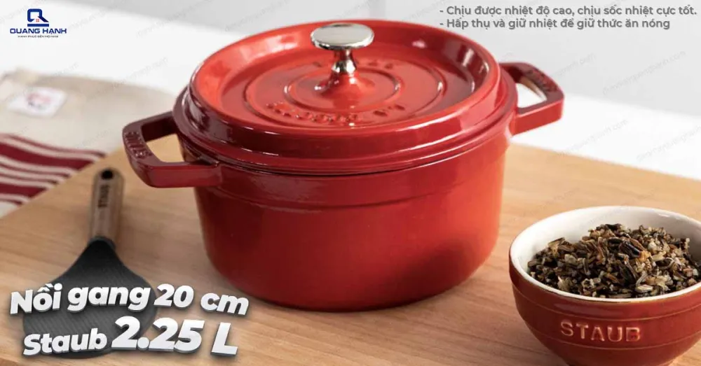 Nồi gang Staub 20cm 2.25L đỏ cherry