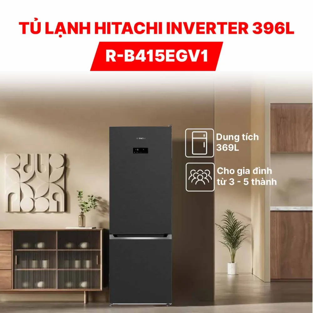 Tủ lạnh Hitachi Inverter 396 lít R-B415EGV1