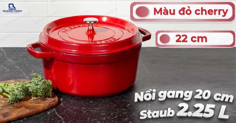 Nồi gang Staub 20cm 2.25L đỏ cherry