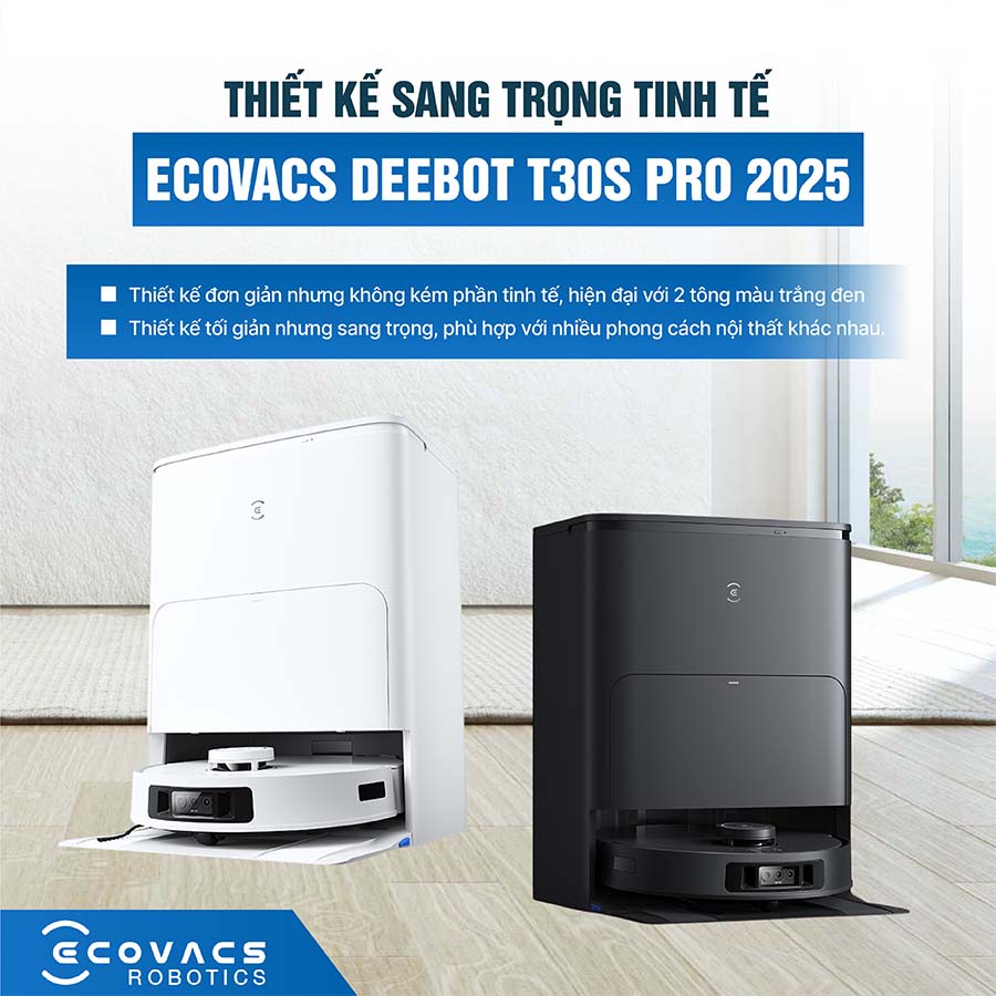 Robot hút bụi lau nhà Ecovacs Deebot T30S Pro 2025