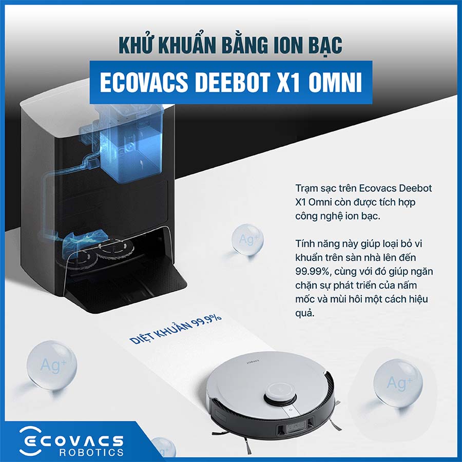 Robot Hút Bụi Lau Nhà Deebot X1 Omni Bản quốc tế