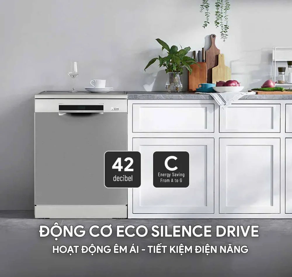 Máy rửa bát Bosch vận hành êm ái với độ ồn 42 dB