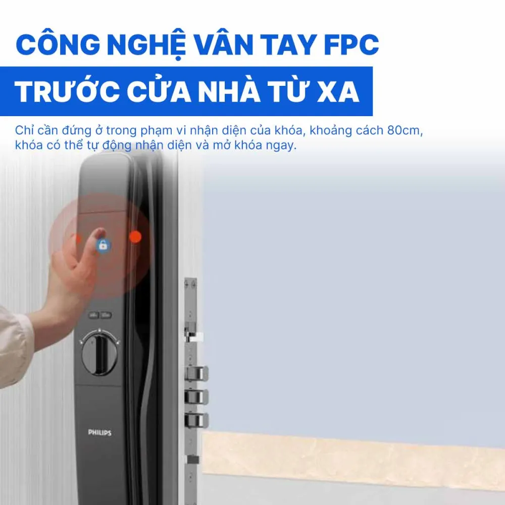 Khóa điện tử nhận diện khuôn mặt Philips DDL702-8HWS