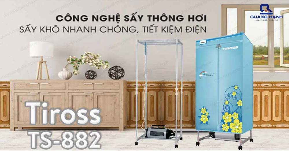 Máy sấy quần áo Tiross TS882 trang bị công nghệ hệ thống sấy thông hơi, giúp sấy khô nhanh chóng nhưng lại vô cùng tiết kiệm điện