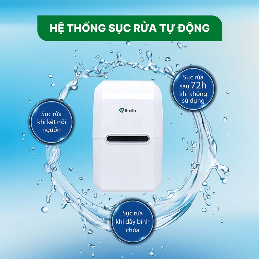 Tính năng tự động sục rửa lõi lọc trên A. O. Smith AR75-A-S-2