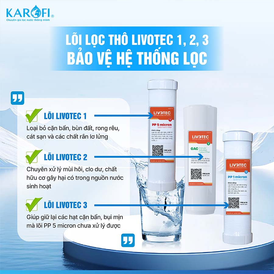 Máy lọc nước nóng lạnh Karofi Livotec 629