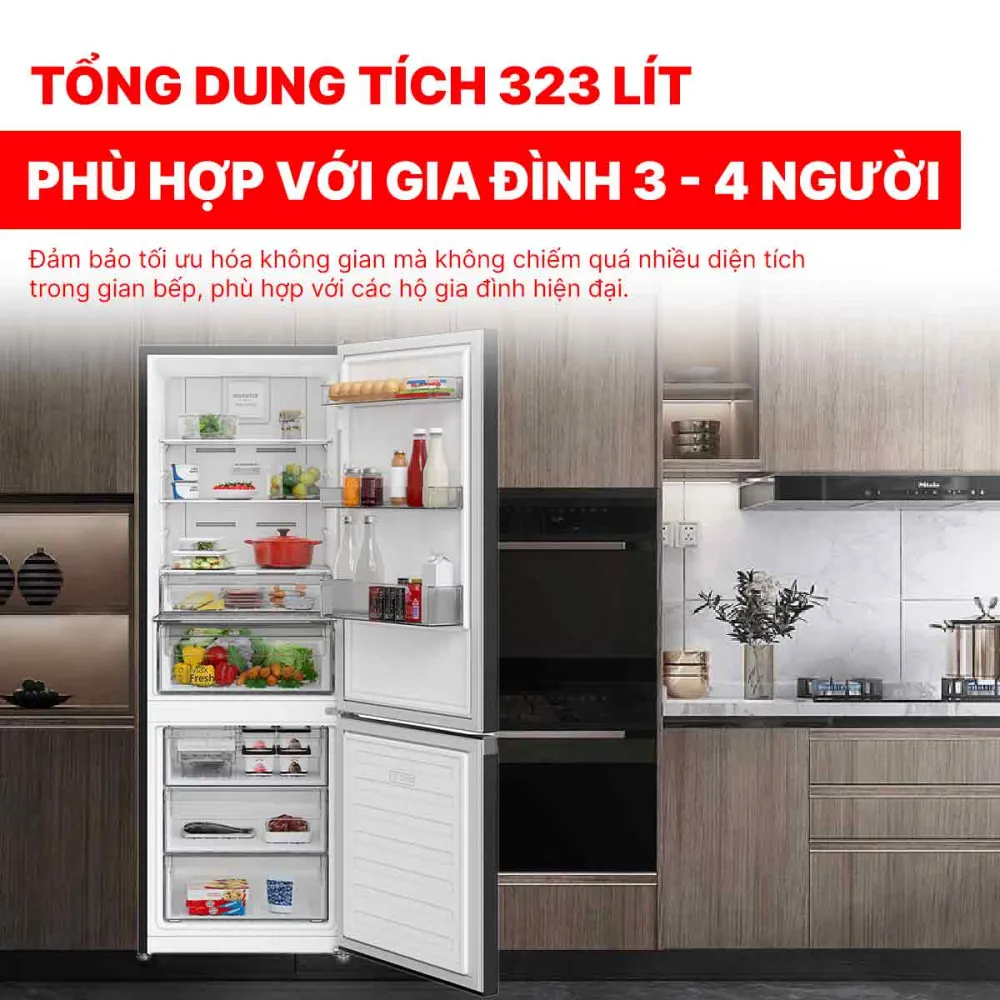 Tủ lạnh Hitachi Inverter 323 lít HRBN6340DUVN