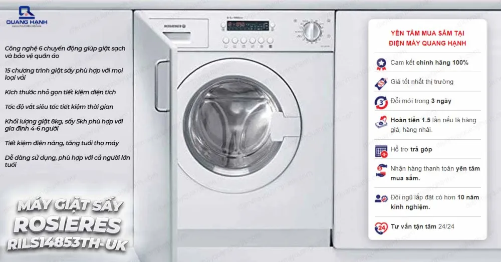 MÁY GIẶT SẤY ROSIERES RILS14853TH-UK