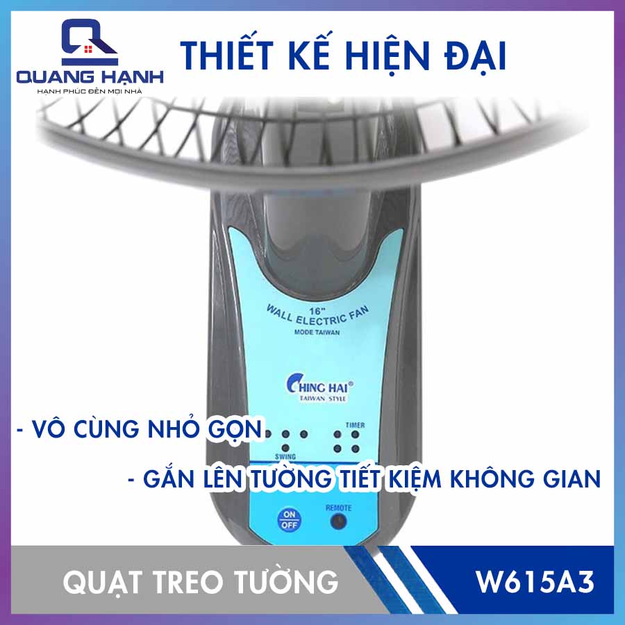 Quạt treo tường Chinghai W615A3 có điều khiển