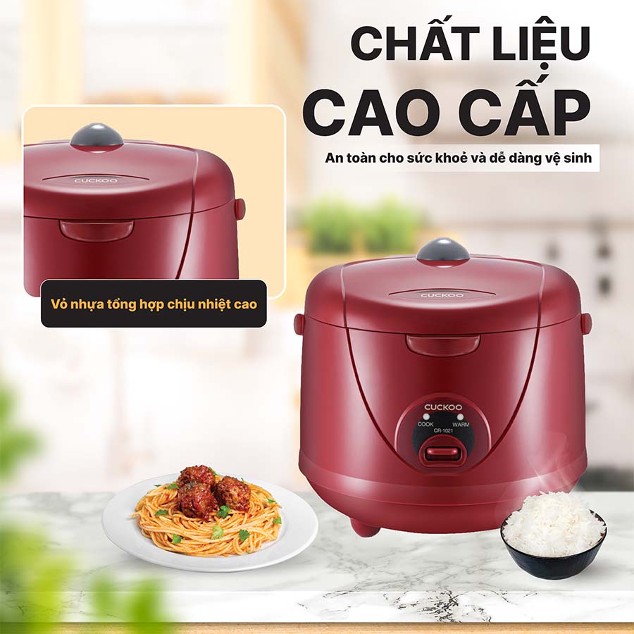 Nồi cơm điện Cuckoo CR-1021 dung tích 1.8 lít (Màu đỏ)
