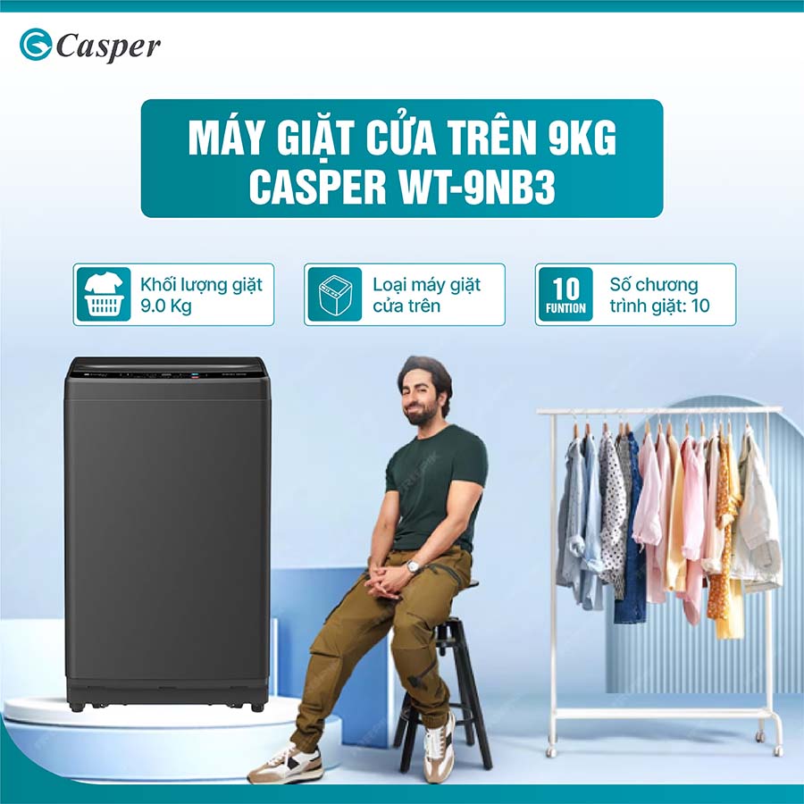 Máy giặt Casper 9Kg WT-9NB3