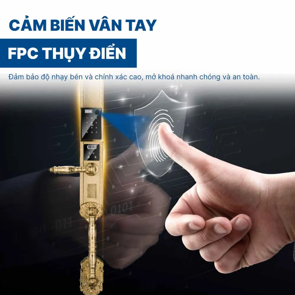 Khoá điện tử Hyundai đại sảnh HY-SLC8820 Gold App wifi mạ Vàng 24K